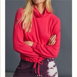 Anthropologie Kiera Cozy Pullover Top Size S Women Cowl Neck In Pink Rose